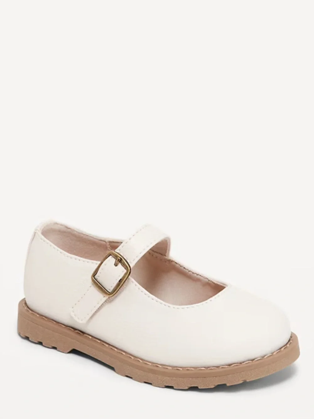 Old Navy Cream Mary-Jane Toddler Shoes with Tan Outsole